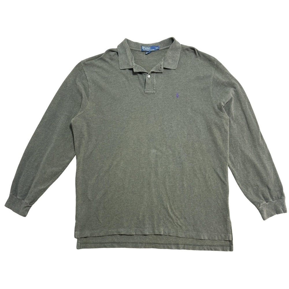 Polo Ralph Lauren Shirt Mens 2XL Olive Green Long Sleeve Cotton Embroidered Pony